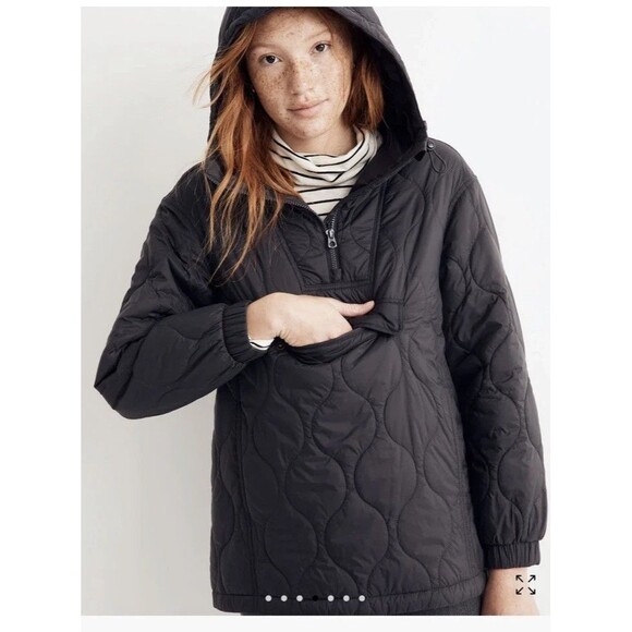 Madewell Airpuff Quilted Packable Popover Puffer Jacket Coat Coal Womens Plus 2X - Picture 6 of 15